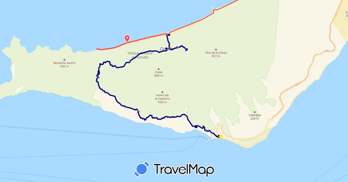 TravelMap itinerary: driving, hiking in Spain (Europe)