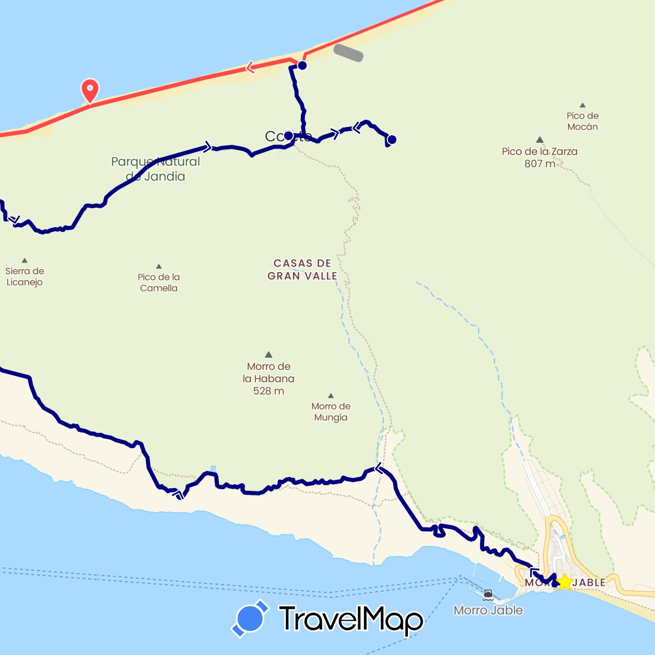 TravelMap itinerary: driving, hiking in Spain (Europe)