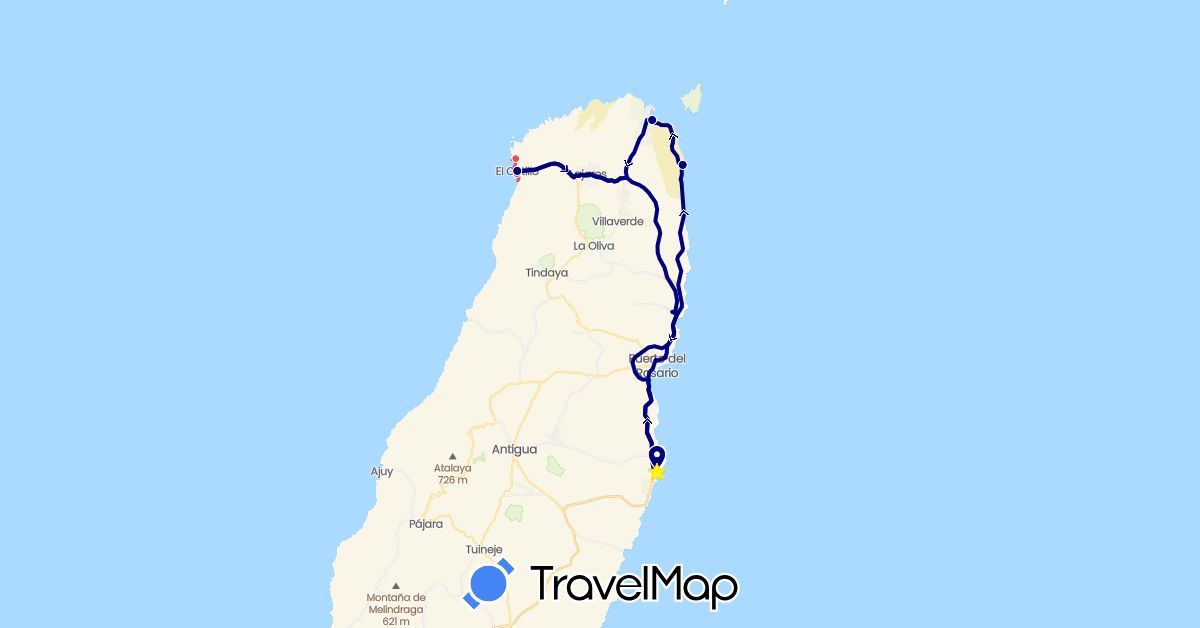 TravelMap itinerary: driving, hiking in Spain (Europe)