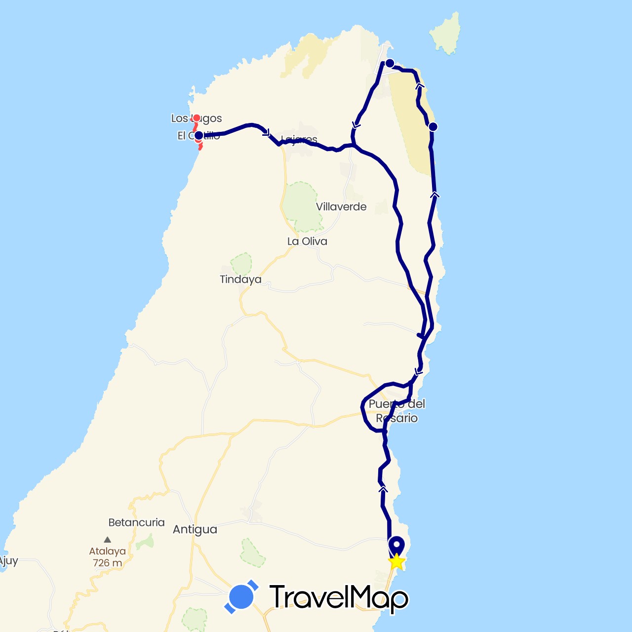 TravelMap itinerary: driving, hiking in Spain (Europe)