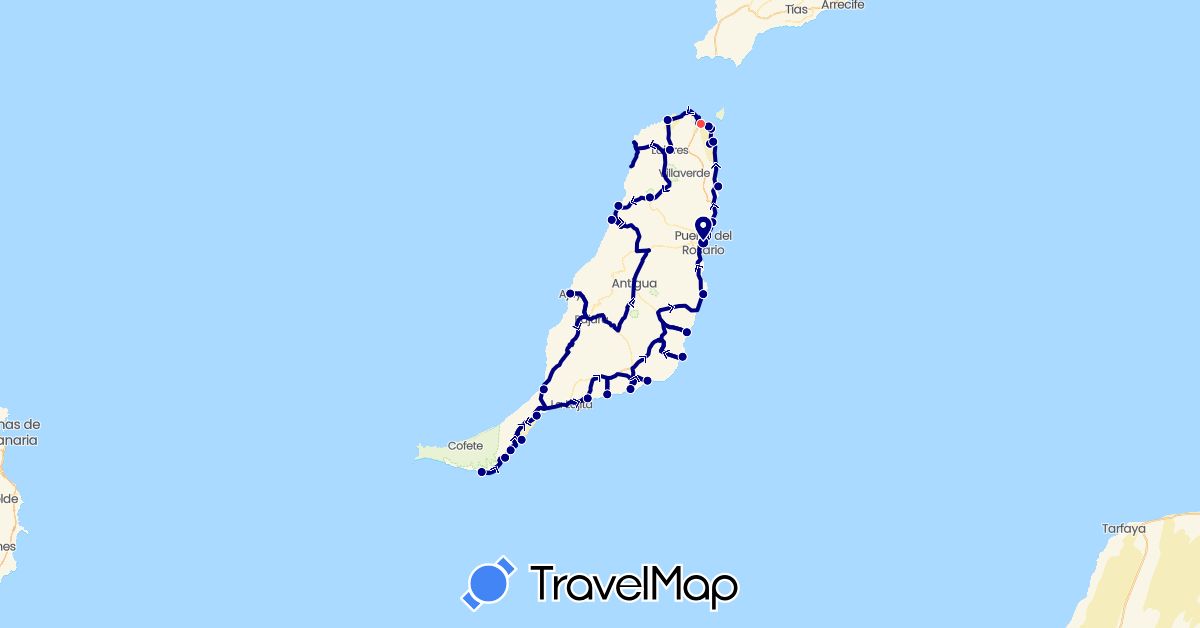 TravelMap itinerary: driving, hiking in Spain (Europe)