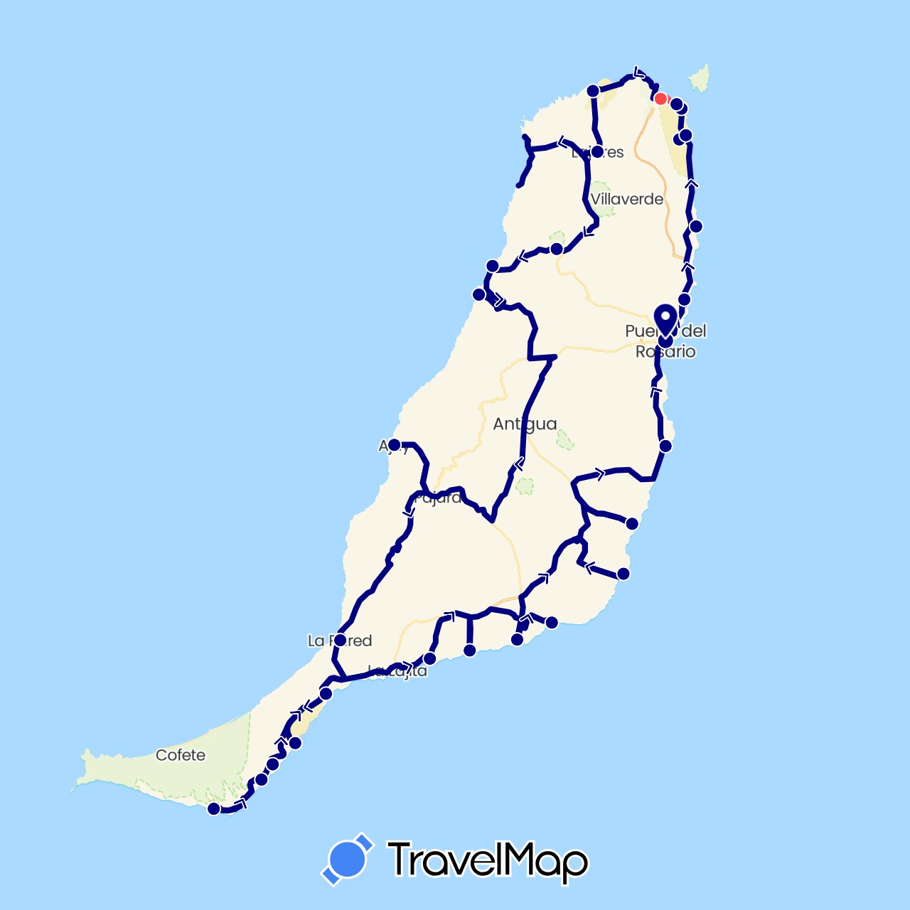 TravelMap itinerary: driving, hiking in Spain (Europe)